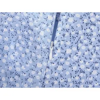 Sieviešu blūze ir 2021. šifona blūzes vintage savirmot dāmas topi streetwear puff piedurknēm augšu elegants ziedu svārki korejas drēbes zila