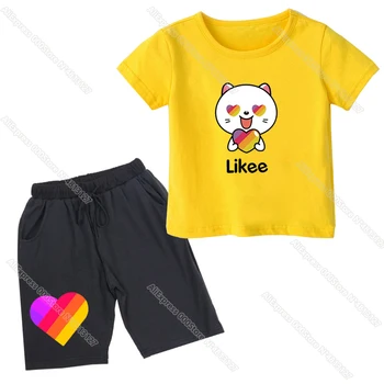 Likee T Krekls, Uzvalks Vasaras Baby Zēni Meitenes 2PCS Set LIKEE Sporta Tērps Bērniem, T-Krekls +Šorti Bērnu Apģērbi Kaķis, Lapsa Unicorn