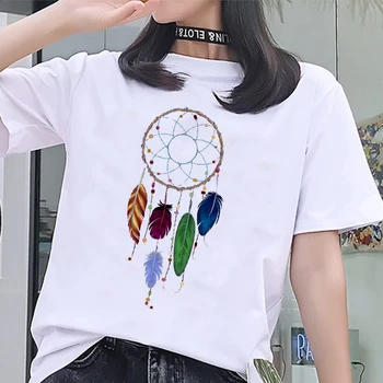 Vasaras Modes Sieviešu T Harajuku Sapnis ķērējs modelis druka T Kreklu Atpūtas Īsām Piedurknēm baltā Topi, Sieviešu T-krekls