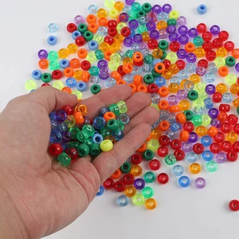 2880 Lielu Caurumu Pērles Varavīksnes Plastmasas Krelles 6 x 9 mm, 24 Krāsas 4 Stili Kārtas Biezumu Nosaka Piemērots DIY Rotaslietas Pieņemšanas