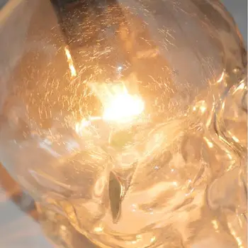 Vintage Galvaskausa galvu stikla piekariņu gaismas karājas kulons lampas mākslas apdare edison piekariņu gaismas E14 spuldzes, vairumtirdzniecība