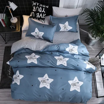 Zvaigzne Svītru Iespiesti Bed Cover Set Dot Bērniem Zēns Sega Sedz Pieaugušo Bērnu Palagi Un Spilvendrānas Mierinātājs Gultas Komplekts 61037