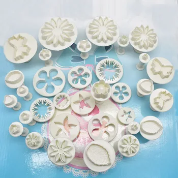 33pcs/komplekts Plastmasas Puķu Pomādes Kūka Dekorēšanas Instrumentiem Cukura amatniecības Virzuli Kuteris Cepšanas Sīkdatnes, Pelējuma Virtuves rīks