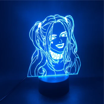 Harley Quinn Super Nelietis 3D Lampas Dekors Akumulatora Barošanu Bluetooth Kontroles Modinātāju Bāzes Usb Led Nakts Gaismas Lampas