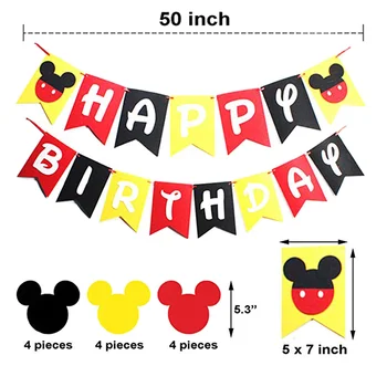 Mickey Mouse Dzimšanas dienas svinības Rotājumi, Baneris, Balonu Piegādes Zēni Meitenes Pirmās Dzimšanas dienas svinības ar Kūka Topper