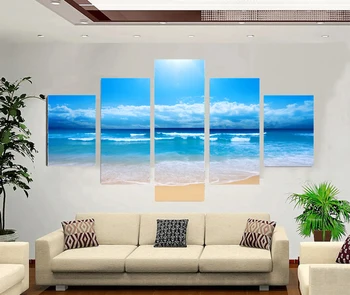 Kanvas glezna skatu uz Jūru karte 5 gabals art sienas Moduļu Attēli sienas dzīvojamā istabā lēti mūsdienu dekoratīvo masu ietekme