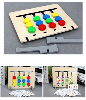 Jaunu Četru Krāsu Augļu Loģikas Spēle Atbilstošas Dekorācijas Montessori Koka Double-sided Rotaļlietas Bērniem, Bērnu Kid Sākumā Izglītības Rotaļlietas