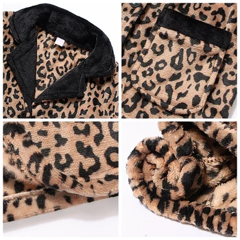 Leopards Drukāt 2 Gabals Pidžamas Komplekts Sievietēm, Mājas Drēbes ar garām Piedurknēm Koraļļu Samta Gudrs Sleepwear Naktsveļu Sieviešu Pidžamas Loungewear
