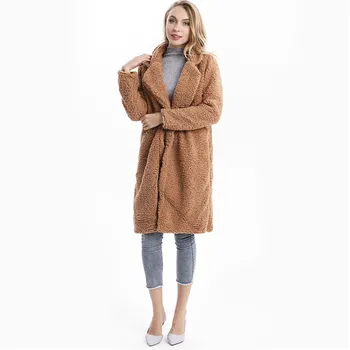 Plus Lieluma Modes Faux Fur Coat Sieviešu Ziemas Garš Mētelis 