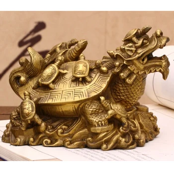 Pūķis Bruņurupucis Feng Shui Vara Bagātību Laimīgs, Bagāts Pieslēguma Naudas Talismans Mājas Dekoru Attēls Miniatūras Kuģiem