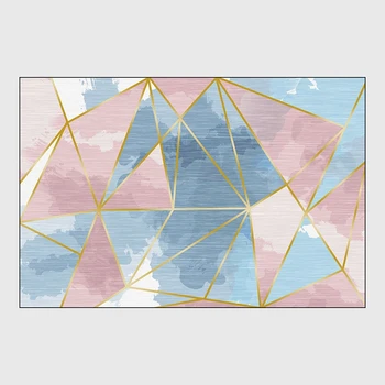 Burbulis Skūpsts Paklājus Viesistabā Zilā, Rozā Ģeometriskās Paklāju Gaismas Luksusa Nordic Gold Line Dekors Paklājs Mājās Guļamistabā, Neslīdošs Paklājs