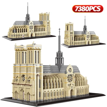 7380pcs+ Dimanta Mini Notre-Dame DE Paris Modelis, Celtniecības Bloki, Baznīcas Arhitektūras Tibetas Potala Palace ķieģeļi Rotaļlietas Bērniem