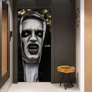 3D Halovīni Sienas Uzlīmes Šausmu Mūķene Spoku Sienas Mākslas Uzlīmes Puse Biedējošu Aksesuārus Mājas viesistabā