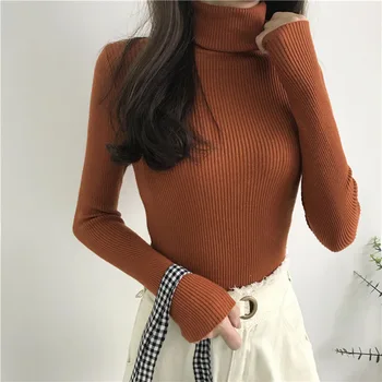 2020 biezs džemperis sieviešu trikotāžas salātu džemperis ar garām piedurknēm džemperis ar augstu mīksts un silts