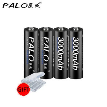 PALO 4gab AA 3000mAh uzlādējamās baterijas + Smart Lādētāju Ātri LCD Akumulatora Lādētājs AA AAA NICD, NIMH Akumulatora Reachargeable