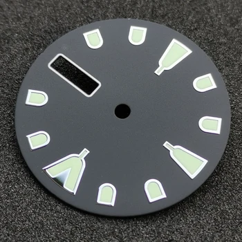 28.5 mm, Melns sterilā skalu gaismas zīmes datums loga skatīties skalu piemērots NH36 automātiskā kustības