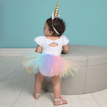 3PCS Baby Girl Vienradzis Saģērbt Meitenes, 1. Dzimšanas dienu Apģērbs Romper Svārki Galvu Kūka Princess Tutu Kleitu, Bērnu Apģērbs, Apģērbu