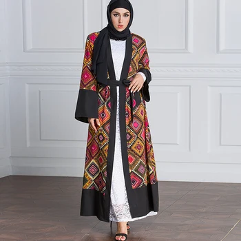 Dubai Stila Un Modes Pilna Garuma Kaftan Jaunu Arābu Iedomātā Atvērt Abaya Sievietēm