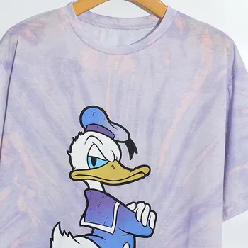 Disney T-Krekls Harajuku Donald Duck kaklasaišu krāsošanas Slīpumi Karikatūra Izdrukāt Īsām Piedurknēm Vintage Sieviešu T-Krekls Kokvilnas Sieviešu t-veida Topi