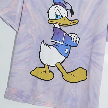 Disney T-Krekls Harajuku Donald Duck kaklasaišu krāsošanas Slīpumi Karikatūra Izdrukāt Īsām Piedurknēm Vintage Sieviešu T-Krekls Kokvilnas Sieviešu t-veida Topi