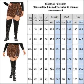 4Xl 5Xl Plus Lieluma Sievietēm Svārki Leopards Drukāt Mežģīnes Up Rāvējslēdzēju Sexy Liela Izmēra Dāmas, Mini Svārki Modes Sieviešu Svārki 30