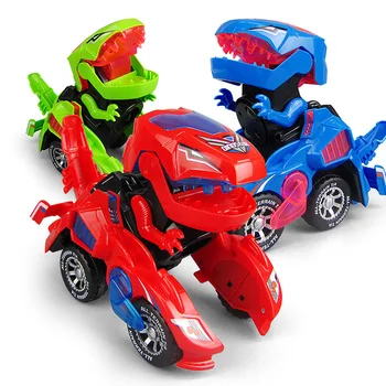 LED Auto Bērniem Dinozauru Rotaļlietas Spēlēt Transportlīdzekļiem, ar Gaismas, kas Mirgo Mūzikas Elektriskā Deformācijas Dinozauru Rotaļlietas Automašīnas Dāvanu