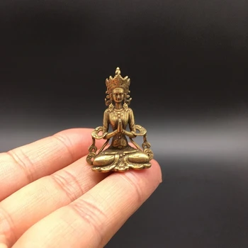 Iegūstama Ķīnas Misiņa Cirsts Kuan Yin Bodhisatva Izsmalcinātu Mazo Statujas