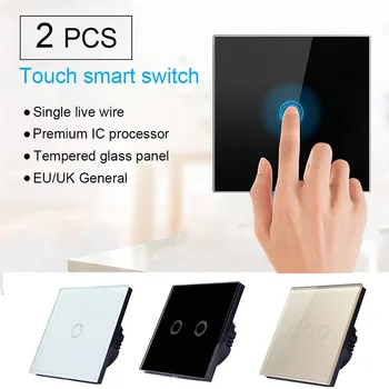 Jaunas 2gab/set ES/UK Standarta 1/2/3 Banda 1 Veids Kristāla Stikla Paneli Smart Switch Contorl Home Gaismas Touch Screen Maiņa Panelis Jaunas