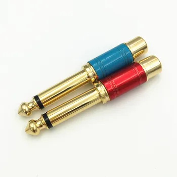 10Pcs New Augstas Kvalitātes 6.35 mm Mono Male Spraudnis uz RCA Female Ligzda Adapter 6.35 Audio RCA M/F Savienotājs