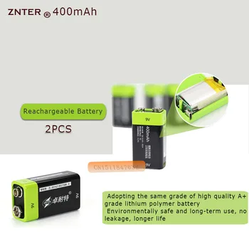 2GAB ZNTER S19 9V 400mAh USB Uzlādējams litija polimēru Akumulators 9V Par RC Kamera Dūkoņa Piederumi