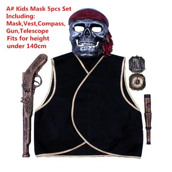 Bērnu Pirātu Maska Veste Nazi, Kompasu Karoga Cosplay Kostīmu Noteikt Darbības Aksesuārus Halloween Masku Grupa Krājumi
