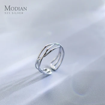 Modian Modes 925 Sterling Silver Vienkārši Paaugstināma Ģeometriskā Vērpjot Atvērt Regulējams Pirksta Gredzenu Sievietēm Smalkas Rotaslietas 2020 Jaunas