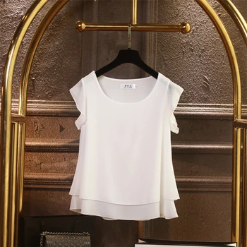 Modes Zīmolu Īsām piedurknēm Sieviešu blūze Vasarā Jaunu Šifona kreklu Milzīgais O-veida Kakla Ikdienas blūze Plus Lieluma 6XL Zaudēt Sieviešu Topi