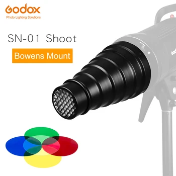 GODOX SN-01 Bowen lielu Snoot Studio Flash Piederumi Profesionālā Studijā gaismas ķermeņi Piemērots S-Veida DE300 SK400 II