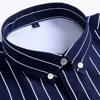 Aoliwen Vīriešu ziemas blue white stripe silts krekls sabiezēt Plīša anti rieva aukstā izturīgs mīksts garām piedurknēm slim fit krekli