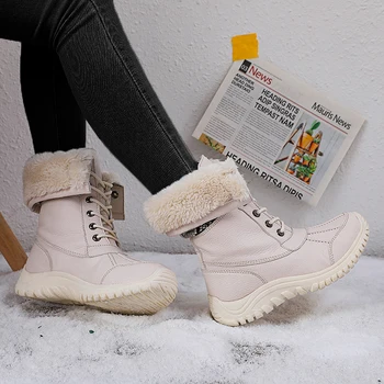 Sieviešu kurpes Lady Zābaki Ziemas Augstas Kvalitātes Plus Samta Paturēt Siltā Āra neslīdoša Sniega Zābaki, BigSize 36-43 Zapatos Mujer De