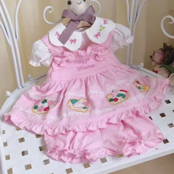 Spāņu baby girl dress vintage lolita rietumu kleitu bērnu komplekti vienu gadu jauks tērps meitenei drēbes 2020