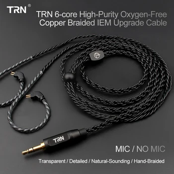 TRN 6 Core Sudraba Pārklājumu Vara Kabelis Modernizētas MMCX/ 2pin 0,75 MM Austiņu Augstas Tīrības pakāpes Ar Mic Par TRN VX BA8 V90 V80