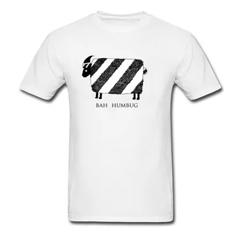 Bah Piemuļķot T-krekls Aitu Druka T Kreklu apdruka Vīriešu Balts T Smieklīgi Dizains Vasaras Topi Puse Tees Skolas Bailīgs Drēbes Kokvilnas