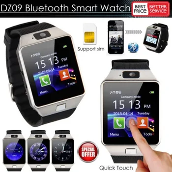 Vīrieši Bluetooth Smart Watch Tālruņa Zvanu DZ09 Smartwatch Ciparu Pulkstenis Savienojumu Pulksteņi 2G GSM SIM TF Karti Kameras iPhone Android