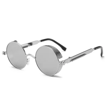 Vīriešu Un Sieviešu Klasiskā Steampunk Saulesbrilles, Vīriešu Un Sieviešu Saulesbrilles Luksusa Zīmolu Retro Apaļas Saulesbrilles Metāla Retro Brilles