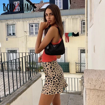 Drosmīgu Toni 90s Vintage Modes Svārki Leopards Izdrukāt Augstā Vidukļa Mini Svārki Y2K Streetwear Sieviešu Rudens Ziemas Sexy Kleita 2020