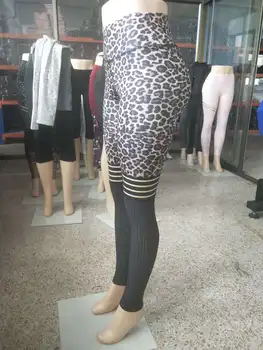 Kompresijas bikses sievietēm Leopard stulpiņi sieviešu saspringts sporta treniņu fitnesa darbojas velosipēdu kustības joga 