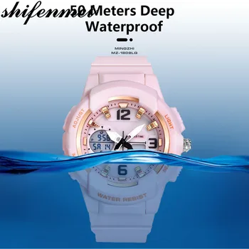 Shifenmei Meitenes Digitālo Skatīties Sieviešu Top Zīmolu Skatīties Sieviešu Ūdensdrošs LED Sporta Pulksteņi Dāmas Aproču rokas Pulkstenis zegarek damski