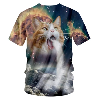 CJLM Vasaras Jaunais Cilvēks Ūdenskritums Un Balti Mākoņi, T krekls 3D Iespiesti Dzīvnieku Zvaigžņotām Debesīm Kaķis Atpūtas 5XL Vīriešu O Kakla Tshirt
