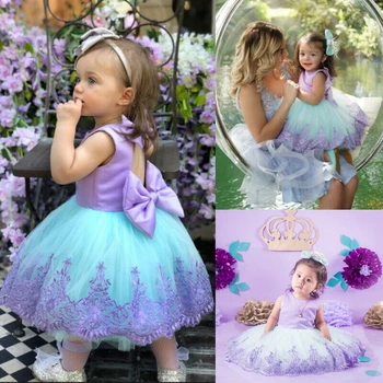 Vasaras Kid Baby Meitenes Princese Vestidos Formālu Kleita Ziedi Tutu Backless Kleita Bowknot Mežģīnes Shein Kleitas Bebe Meitene Puse Kleita