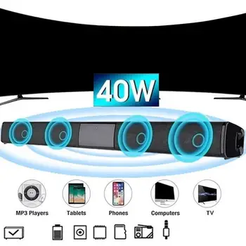 40W Portatīvo Bezvadu Kolonnas Soundbar Subwoofer Bluetooth Skaļruni Spēcīgs 3D Mūzikas Soundbar Mājas kinozāle Aux 3.5 mm TF, TV PC