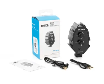BOYA AR-MP4 Audio Adapteris 2-kanālu Mono Stereo Režīmā Ciparu SPOGUĻKAMERU DSLR Kameras Videokameras Viedtālrunis