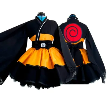 Uzumaki Naruto Cosplay Kostīmu Unisex Lolita Kleita Pilns Komplekts Kimono Pielāgota