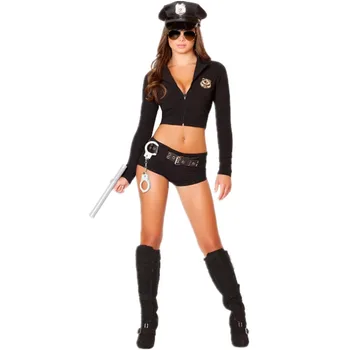 Jauns Seksīgs Mākslīgās Ādas Fantasia Sievietes Policijas Kostīmi Jaunu Sieviešu Cop Roku Dzelžus, Holloween Cosplay Kostīmu Lomu Spēlē Policistiem Catsuits